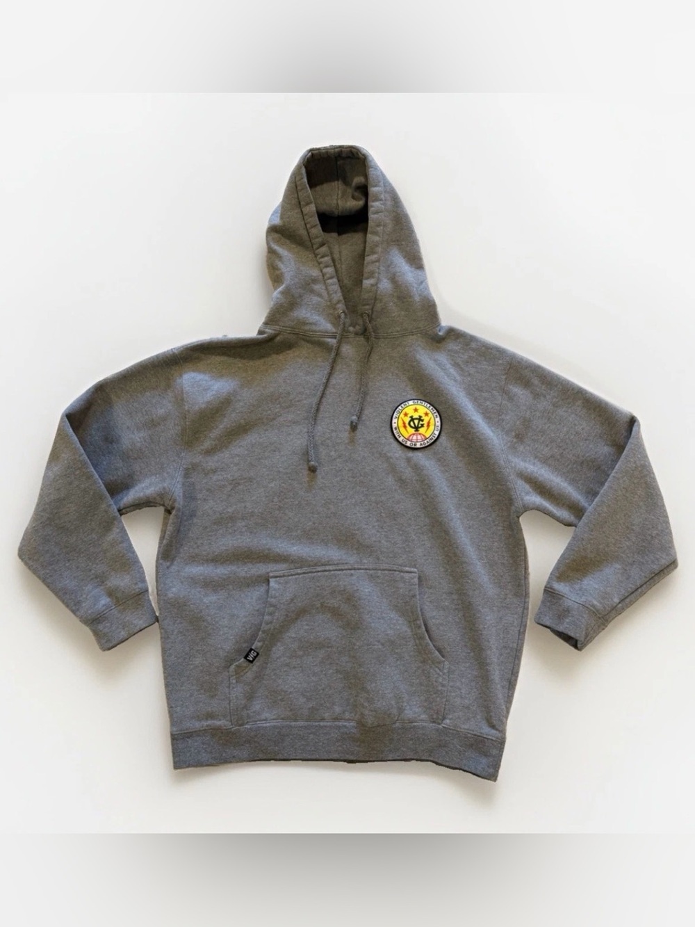 Violent Gentlemen Hockey Hoodie Sweatshirt Circle Patch Kangaroo PocketGray Sz L